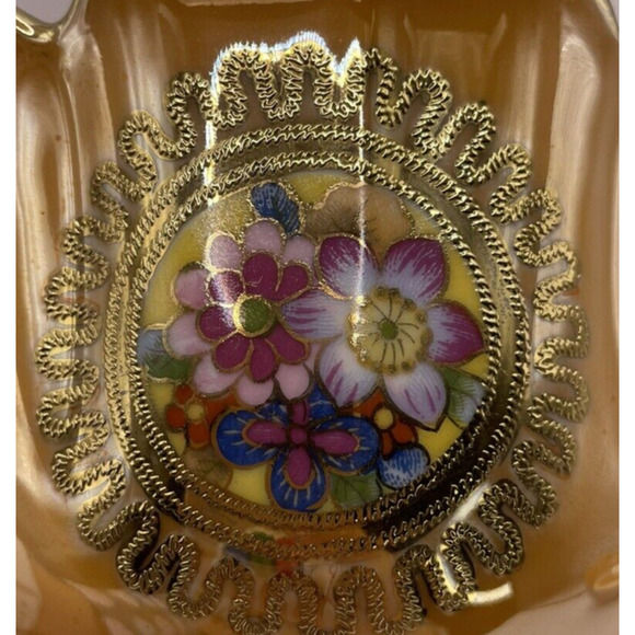 Rare Vintage Iridescent Noritake Bowl & Ladle Gold Luster Hand Painted in Japan - Picture 3 of 15